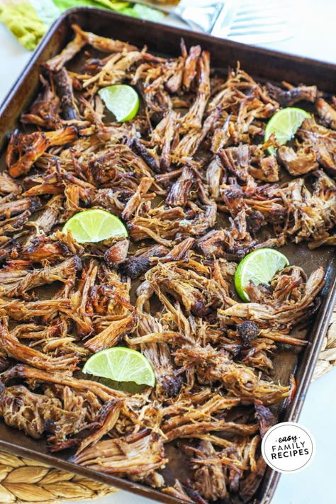 Mexican inspired family favorite! When we crave the delicious flavor of Mexican pork carnitas, I whip up my EASY slow cooker carnitas recipe. It takes almost no effort to have tender, juicy shredded pork to serve as tacos, burritos, or rice bowls. Just 4 ingredients and pantry spices create HUGE flavor in this Crock Pot pork carnitas that can easily serve a crowd or a family for multiple nights. Discover all the delicious ways to enjoy this family friendly slow cooker carnitas recipe for ... Shredded Pork Crockpot, Crock Pot Pork Carnitas, Crockpot Carnitas Recipes, Mexican Pork Carnitas, Carnitas Crockpot, Shredded Pork Tacos, Slow Cooker Pork Carnitas, Slow Cooker Carnitas, Pork Carnitas Recipe