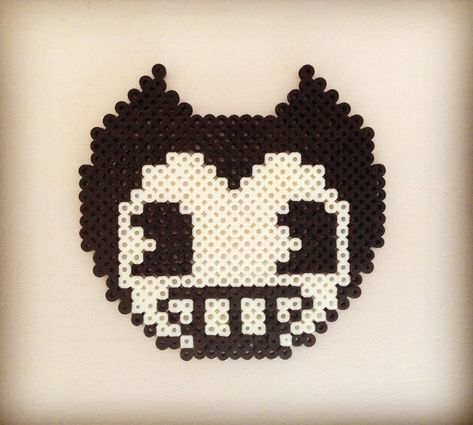 ~Bendy~ Mini Perler Bead Sprite Bendy And The Ink Machine Perler Beads, Crystal Ball Perler Beads, Black Perler Bead Patterns, Hama Beads Halloween, Cross Stitch Sampler Patterns, Easy Perler Bead Patterns, Pixel Beads, Fuse Bead Patterns, Pixel Art Templates