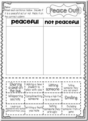 MLK peaceful or not peaceful activity: Nuest Jr, Mlk Activities, January Classroom, Chart Paper, Kindergarten Social Studies, Earth Day Activities, Mlk Jr, Teaching Social Studies, School Counseling