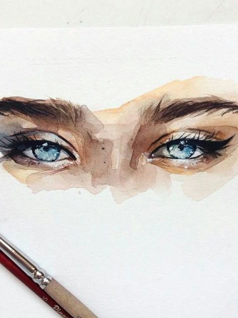 Watercolor Eyes, Eye Painting, Galaxy Painting, Illustration Art Girl, Portrait Images, Beginner Painting, Watercolour Tutorials, Eye Art, 인물 사진