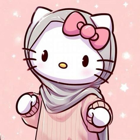 Hijabi Pfp Cartoon, Hello Kitty Wallpaper Hd, Images Hello Kitty, Walpaper Hello Kitty, Hello Kitty Crafts, Kitty Cartoon, Images Kawaii, Kitty Drawing, Hello Kitty Drawing