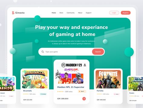 Game Store Website by Sulton hand for Pelorous on Dribbble Ecommerce Ui Design, Pokemon Website, Pokemon Store, Ui Website, Mini Site, Pool Life, Portal Game, Sports Website, Escape The Ordinary