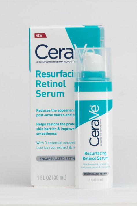 Developed with dermatologists, CeraVe Resurfacing Retinol Serum helps smooth your skin's texture by reducing the appearance of post-acne marks, minimizing the look of pores and improving your skin’s surface. Cera Ve Resurfacing Retinol Serum, Cerave Retinol Serum, Cerave Retinol, Cerave Resurfacing Retinol Serum, Retinol And Niacinamide, Flawless Skin Routine, Resurfacing Retinol Serum, Dream Skincare, Skincare For Combination Skin