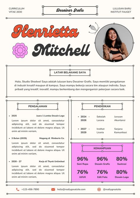 Warna-Warni Retro Kreatif CV Lulusan Baru Desainer Grafis Resume - Templates by Canva It Cv, Branding Portfolio, Cv Resume, Cv Design, Resume Design Template, Art Historian, Canva Design, Resume Design, Letterhead