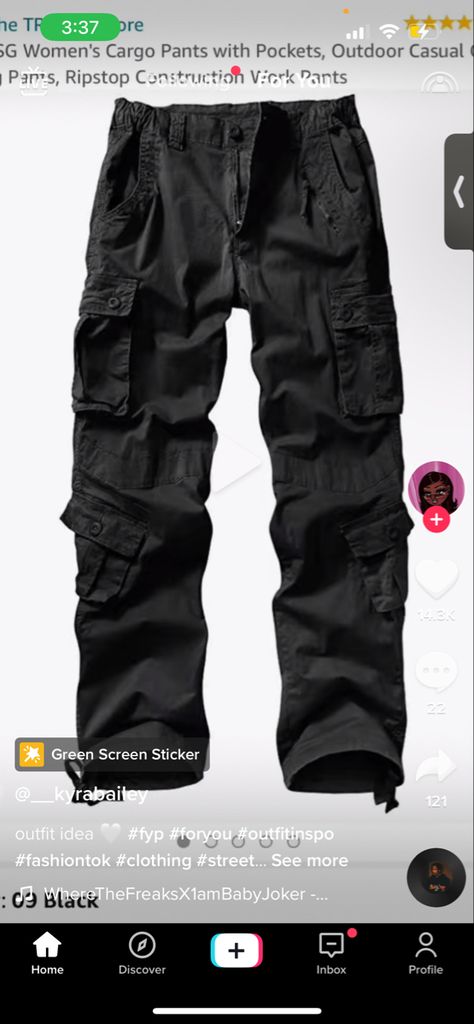 Amazon Cargo Pants, Amazon Fits, Cargo Pants Outfit Black, Teen Stores, Amazon Outfits, Amazon Orders, Where To Buy Clothes, Boujee Outfits, Shoes Outfit Fashion