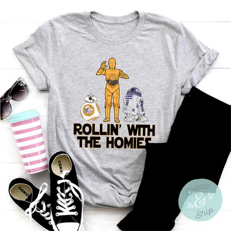 Star Wars Birthday Shirt, Rollin With The Homies, Disney Family Outfits, Star Wars Tee Shirts, Disney Attire, Kids Disney Shirts, First Disney Trip, Funny Disney Shirts, Star Wars Tee