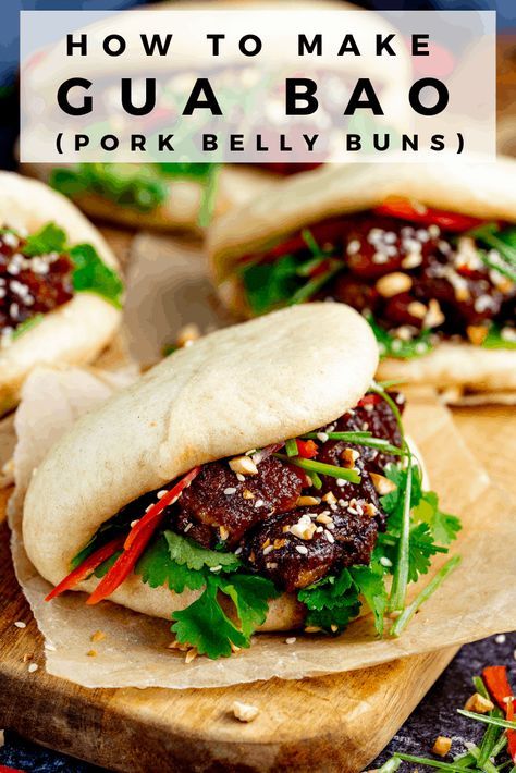 Korean Pork Bulgogi Recipe, Pork Belly Bao Buns, Pork Bulgogi Recipe, Sticky Pork Belly, Steam Buns Recipe, Pork Belly Bao, Pork Bun, Gua Bao, Thai Fish