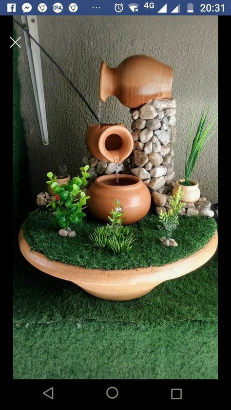 Gardening Design Diy, Taman Air, Diy Water Fountain, Diy Garden Fountains, Diy Fountain, نباتات منزلية, Landscaping Front Yard, Garden Decor Projects, Garden Crafts Diy