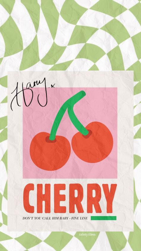 Painting Ideas On Canvas Harry Styles, Cherry Harry Styles Aesthetic Wallpaper, Cherry Poster Aesthetic, Cherry Wallpaper Harry Styles, Cherry Print Wallpaper, Cherries Aesthetic Wallpaper, Harry Styles Cherry Wallpaper, Cherry Harry Styles Aesthetic, Harry Styles Pattern