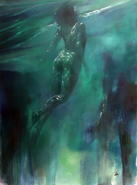 ✿ Bill BATE ✿ | Catherine La Rose ~ The Poet of Painting Women Underwater, Underwater Painting, Mermaid Painting, Underwater Art, Water Art, La Rose, Water Painting, Under Water, Artist Canvas