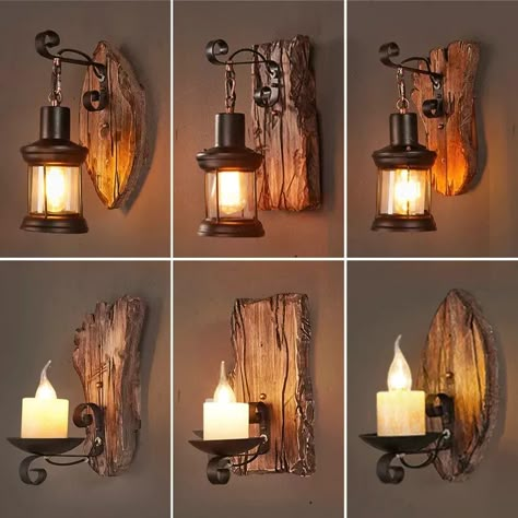 Wood Wall Lamps, Loft Wall, Lights Living Room, Wall Lights Living Room, Wooden Light, Bedside Lighting, Retro Lighting, Outdoor Wall Lantern, Wooden Lamp