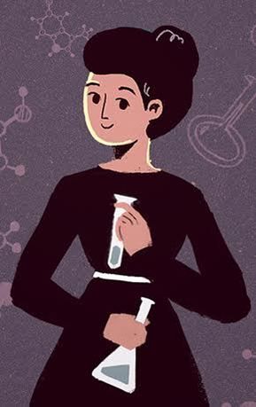 Lessons Worth Sharing | TED-Ed - Marie Curie Marie Curie Drawing, Scientists Drawing, Ted Ed, Chemistry Art, School Book Covers, Women Science, Science Icons, Science Stickers, Medical Laboratory Science