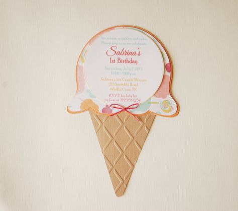 adorable ice cream sundae invitations # childrens #Invitations #hootsieshop #carnival Ice Cream Invitation, Ice Cream Shoppe, Invitation Design Inspiration, Kindergarten Graduation Party, Ice Cream Waffle Cone, Lollipop Birthday, Handmade Ice Cream, Ice Cream Birthday Party, Ice Cream Theme