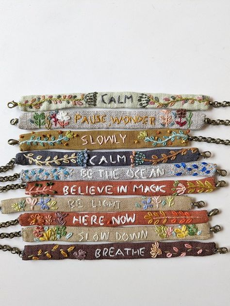 Note to self bracelets | Flickr Daily Mantras, Mantra Bracelet, Mantra Bands, Daily Mantra, Craft Stuff, Note To Self, Mantra, Give It To Me, Embroidery