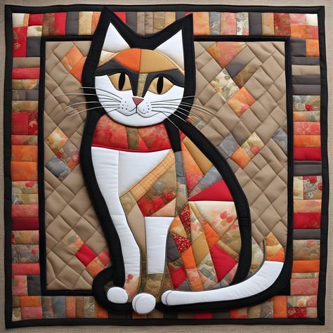 freemail Free Applique Patterns Templates Animals, Patchwork Cat Pattern, Cat Quilt Block, Cat Quilt Patterns, Patchwork Projects, Cat Template, Cat Applique, Cat Quilt, Quilted Table Runners