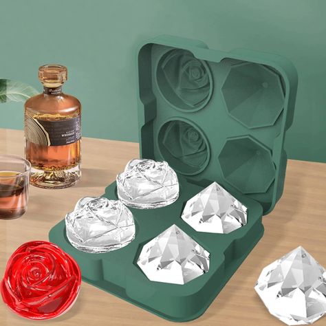 Rose Diamond Shape Ice Cube Mold Whisky Wine Cool Down Ice Maker Reusable Ice Cubes Tray Mold for Freezer with Lid| | - AliExpress Ice Cube Tray Molds, Ice Ball Maker, Rose Diamond, Ice Ball, Ice Cube Maker, Diamond Ice, Ice Molds, Ice Cube Molds, Ice Maker