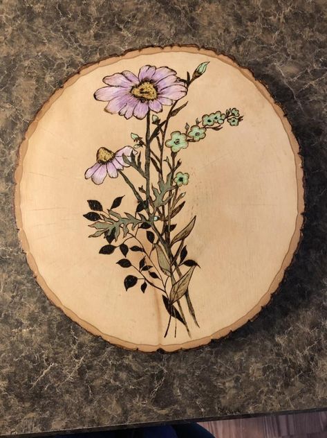 Wild flower wood burning | Etsy Flower Wood Burning, Wood Burned Art, Beginner Wood Burning, Wood Burning Patterns Stencil, Wood Burning Tips, Geometric Owl, Wood Burning Stencils, Wood Burning Projects, Wood Burn Designs