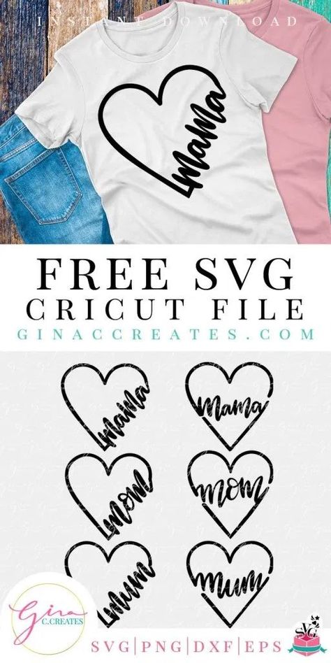 SVG Files file for Heart with different Mother sayings Free Svg Cricut, Cricut Svg Files Free, Idee Cricut, Cricut Svgs, Projets Cricut, Image Svg, Cricut Projects Beginner, Cricut Joy, Cricut Free