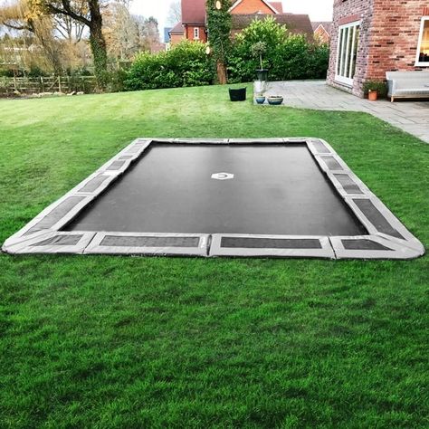 Ground Trampoline, Sunken Trampoline, Rectangle Trampoline, Backyard Sports, Playground Landscaping, In Ground Trampoline, Backyard Trampoline, Backyard Playground, Trampolines