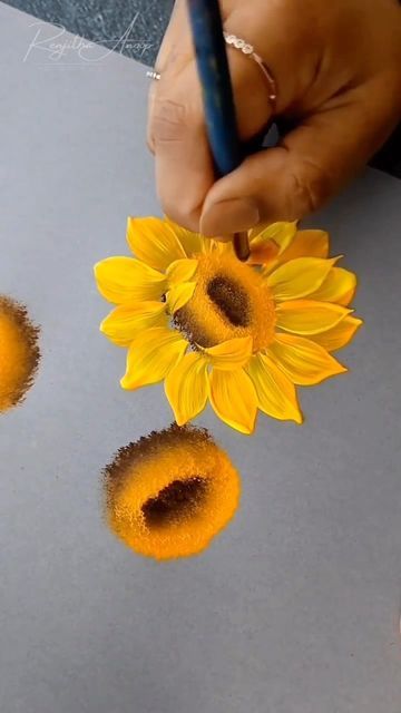 Painting Flowers Tutorial, Canvas For Beginners, Acrylic Painting Flowers, Painting Art Lesson, Acrylic Painting Techniques, Sunflower Art, Sunflower Painting, Creative Painting, Nature Art Painting