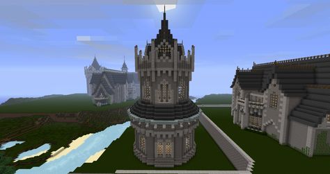 Kings Crossing Tower Minecraft Project Minecraft Round Tower, Minecraft Castle Map, Minecraft Staircase, Tower Minecraft, Minecraft Castle Blueprints, Minecraft Castle Designs, Minecraft Dogs, Minecraft Kingdom, Castle Parts