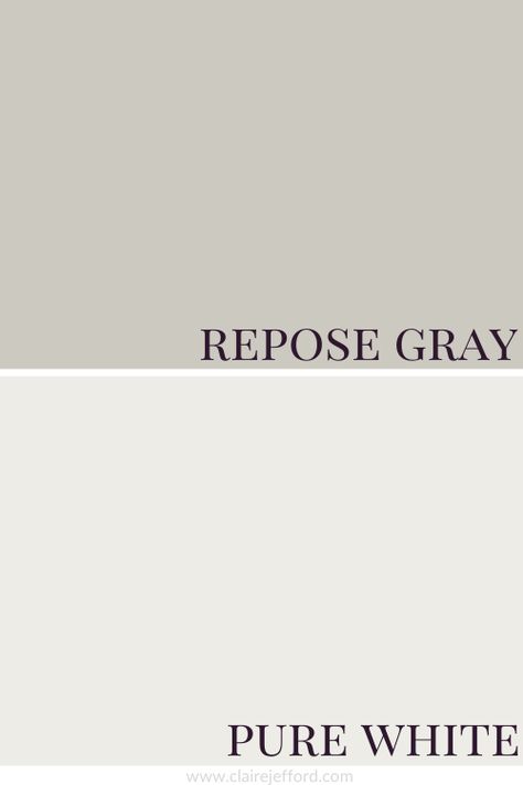 Repose Gray, Pure White Repose Gray Lightened 50%, Repose Gray 50% Lighter, Repose Gray Bedroom, Repose Gray Exterior, Repose Gray Coordinating Colors, Repose Grey, Sherwin Williams Repose Gray, Cabin Colors, Pure White Sherwin Williams