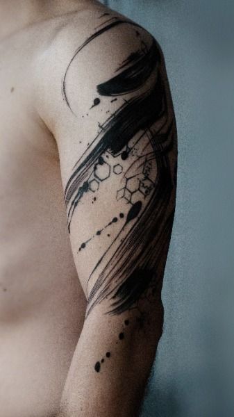 Abstract Brushstroke Tattoo Sleeve Abstract Shoulder Tattoo Men, Brushstroke Tattoo Design, Abstract Brush Strokes Tattoo, Brushwork Tattoo, Brush Tattoo Design, Brushstroke Tattoo, Abstract Tattoos, Brush Tattoo, Paint Strokes