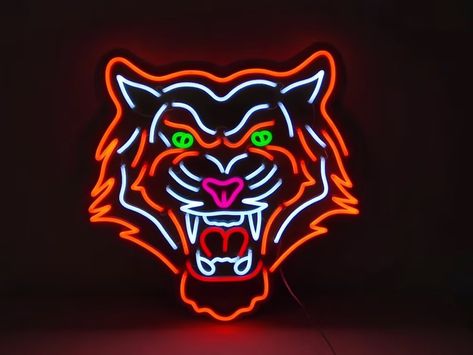 Tiger Neon Light Neon Tiger, Cozy Interior Design, Neon Sign Wall, Commercial Signs, Neon Flex, Bold Decor, Event Exhibition, Gentle Monster, Tiger Head