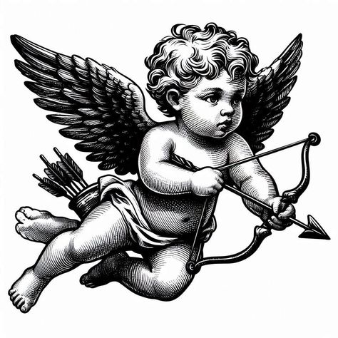 Baby Cupid Tattoo, Angel Praying Tattoo, Practice Tattooing, Cherubim Angels Tattoo, Tattoo Angels, Angelo Tattoo, Cherub Tattoo Designs, Baby Angel Tattoo, Angel Embroidery