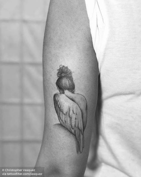 Tattoo October, Sam Tattoo, Ribbon Tattoos, Inspired Tattoos, Elbow Tattoos, Best Tattoos For Women, 4 Tattoo, Tattoo For Son, Memorial Tattoos