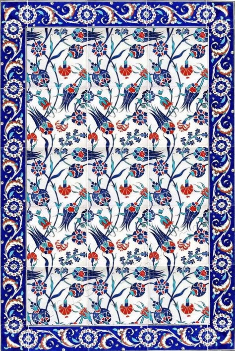 Ottoman Ceramics Wall For Decoration Turkish iznik panels Kitceh hotels Turkish Wall Decor, Turkish Design Pattern, Turkish Wall Art, Turkish Tiles Pattern Design, Turkish Art Pattern, Turkish Prints, Turkish Art Paintings, Turkish Wallpaper, Persian Ceramics