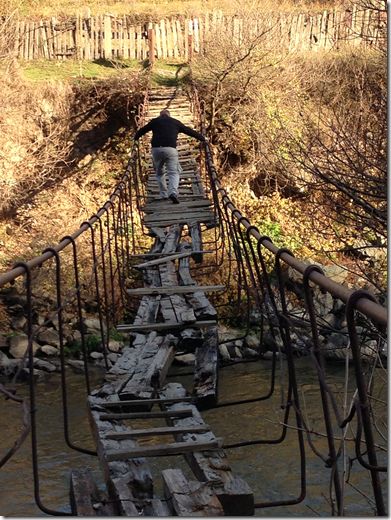 Rickety Old Foot bridge   watch your step Rickety Bridge, Overhead Power Line, Old Bridges, Future Farms, Intelligence Service, Road Less Traveled, Bridge Design, Suspension Bridge, Old Barns