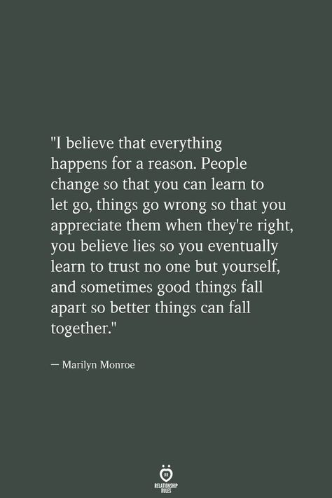 Reason Quotes, Learn To Let Go, सत्य वचन, Inspirerende Ord, Marilyn Monroe Quotes, Self Healing Quotes, Learning To Let Go, Motiverende Quotes, Everything Happens For A Reason