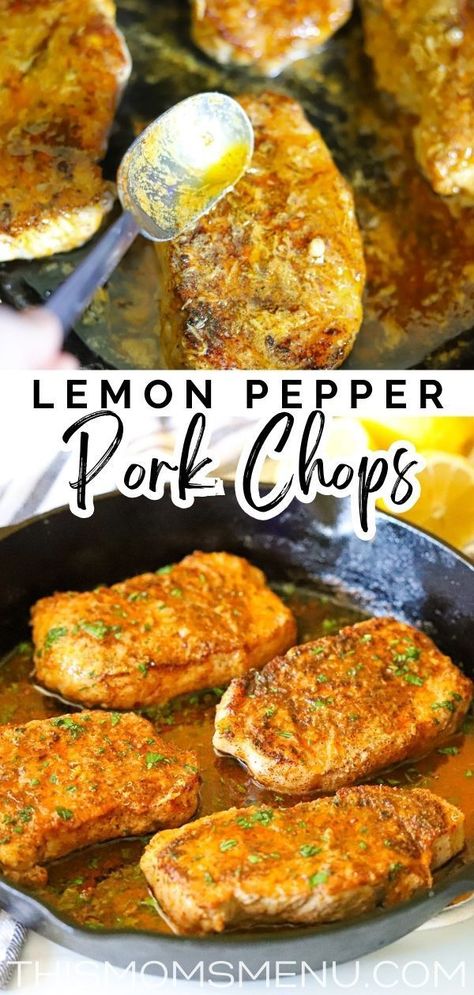 Add some zest to your dinner routine with these delicious Lemon Pepper Pork Chops! Made with juicy pork and seasoned with tangy lemon and flavorful black pepper, this dish is a tasty and easy option for any night of the week. Perfectly grilled or pan-fried, these chops are a must-try for any meat lover New Orleans Pork Chops, Spanish Pork Chops, Lemon Pepper Pork Chops, Low Carb Pork Chops, Leftover Pork Chops, Turkey Chops, Perfect Pork Chops, Pork Chop Seasoning, Tender Pork Chops