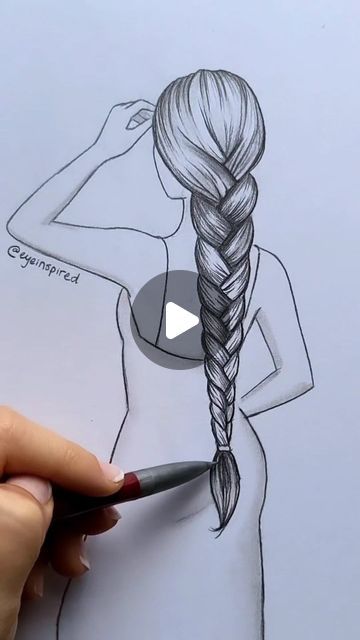 Kelly Edelman on Instagram: "How to draw a braid 💇🏻‍♀️ Pro Tip: Adjust the width of your lines to change the braid size  • • #art #artwork #draw #drawing #paint #illustration #style #fashion #hair #cartoon #anime #satisfying #sketch #sketchbook" How To Draw A Hairstyle, How To Draw Hair Cartoon Style, Drawings Of Braids, How To Draw A Doll, Doll Sketch Art Drawings, How To Draw Braided Hair, How To Draw French Braids, Braided Drawing, Braids Sketch How To Draw