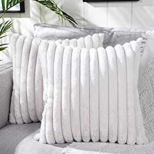 Amazon.com: DEELAND Pack of 2 Faux Fur Plush Decorative Throw Pillow Covers Fuzzy Striped Soft Pillowcase Cushion Covers for Sofa Couch Bedroom 16x16 inch : Home & Kitchen Couch Bedroom, Sequin Cushion, Accent Throw Pillows, Decorative Throw Pillow Covers, Decorative Throws, Pillow Size, Sofa Pillows, Decorative Pillow Covers, Bed Pillows Decorative