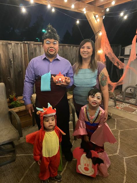 Mulan Group Costume, Mulan Couple Costume, Gaston Costume Diy, Mulan Family Costume, Mulan Costume Diy, Mulan Halloween Costume, Mulan Halloween, Family Costumes For 3, Disney Family Costumes