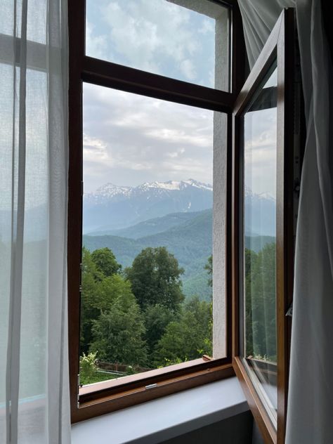 #mountains #nature #hotelviews #freshair #window Moon Outside Window, Forest Window, View From Window, Ramadan Tips, Girly Car, Big Windows, Wood Windows, Big Tree, Window View