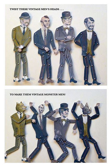 Retro Vintage Men / Monster Articulated Puppets by all things paper, via Flickr Monster Men, Paper Theater, Types Of Puppets, Doll Puppet, Puppets Diy, Art Hacks, Vintage Gentleman, Jekyll And Mr Hyde, Marionette Puppet