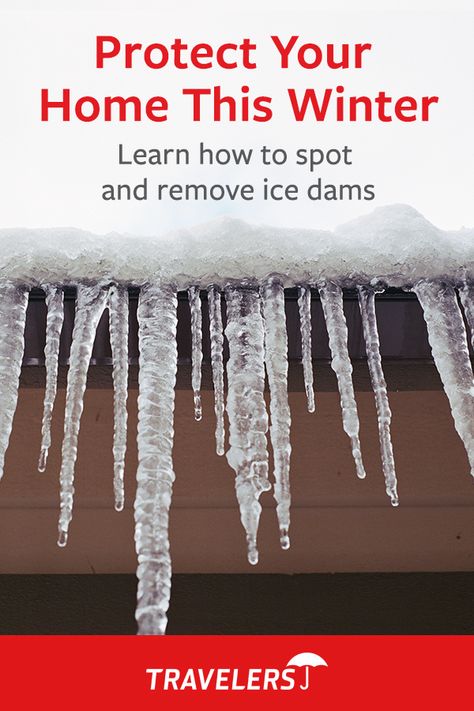 How to Identify and Help Remove an Ice Dam From Your Roof. Learn how to tell if you have an ice dam and get tips on removing it. https://travl.rs/2EpHpcl Ice Dam Removal, Homeowner Hacks, Winter Safety, Ice Dams, Winter Tips, Membrane Roof, Shoveling Snow, General Construction, Roof Covering