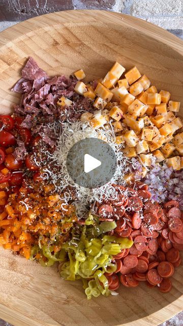 BRITSCOOKIN on Instagram: "Classic Pasta Salad! 

- tricolor rotini
- mini pepperoni 
- chopped salami
- cubed colby jack
- diced red onion
- fresh grated parm
- orange bell pepper
-mini tomatoes
- sliced pepperoncinis 
- Britscookin garlic & herb- link in bio
- Italian dressing 

#easyrecipes #yum #pasta #pastasalad #foodie #appetizers #footballfood #tailgatefood #partyfood" Hot Dog Salad, Pasta Salad Recipes With Mini Pepperoni, Pasta Salad Mini Pepperoni, Tri Color Rotini Pasta Recipes, Pasta Salad With Roasted Red Peppers, Pasta Salad With Pepperoni And Salami, Rotini Pasta Salad, Classic Pasta Salad, Chopped Salad Recipes