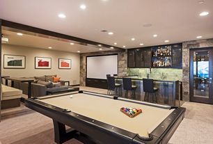 "View this Great Game Room with Carpet & High ceiling in PARK CITY, UT. The home was built in 2014 and is 8500 square feet. Discover & browse thousands of other home design ideas on Zillow Digs." Pool Table Bar, Small Home Theater, Basement Home Theater, Game Room Basement, Couch Design, Home Theater Rooms, Home Theater Design, Man Room, Theatre Room