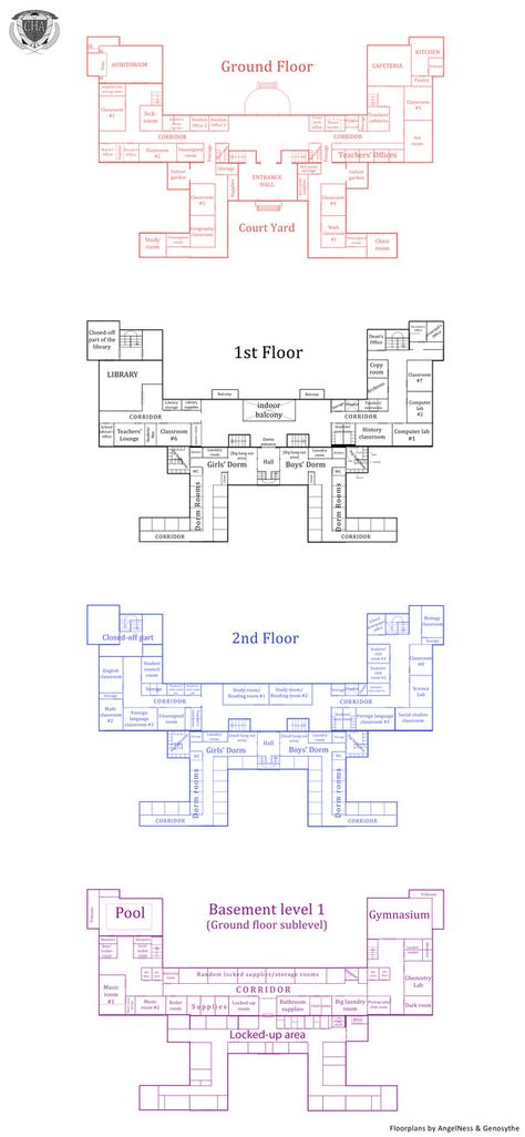 Academy Floor Plan, University Floor Plan, College Floor Plan, Boarding School Floor Plan, High School Floor Plans Layout, Boarding School Layout, Vampire School, Library Floor Plan, Dark Academia School