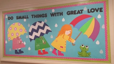 April bulletin board Catholic Bulletin Boards, April Bulletin Boards, Bible Bulletin Boards, Soft Board Decoration, Kids Bulletin Boards, Preschool Boards, Bullentin Boards, Spring Bulletin, School Board Decoration