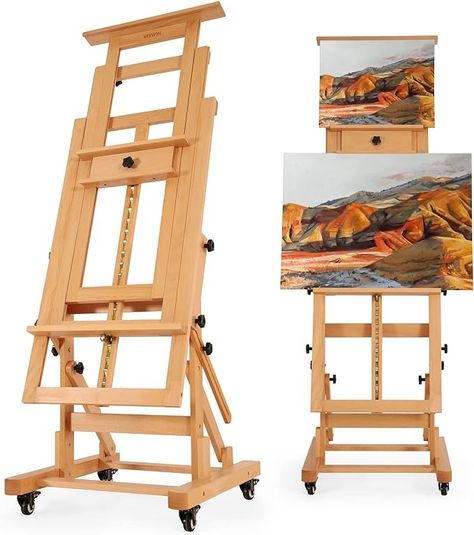 Amazon.com: VISWIN Extra-Large Master H Frame Easel, Hold 1 or 2 Canvas up to 79", Tilts Flat, Movable Solid Beech Wood Heavy Duty Floor Easel Stand for Painting, Adjustable Art Easel Stand for Adult, Artist - N : Office Products Artist Easel Plans, Studio Easel, Floor Easel, Artist Easel, Wood Easel, Large Canvas Painting, Easel Stand, Art Easel, Wooden Easel