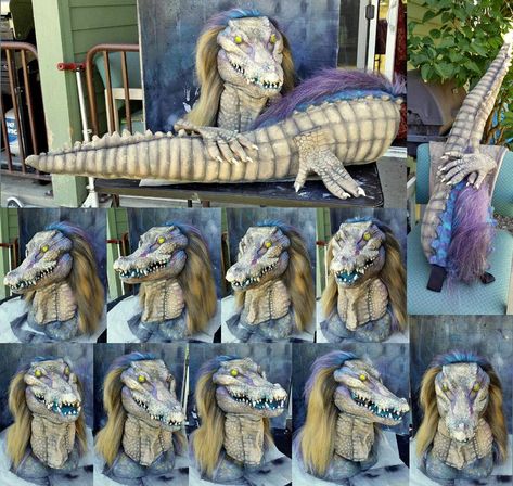 Art lib crocodile partial suit by Crystumes on DeviantArt Crocodile Fursuit, Black Werewolf, Insect Fursuit, Beauty Of The Bass Fursuits, Dinosaur Fursuit, Unique Fursuit Species, Werewolf Mask, Wolf Base, Bearded Vulture