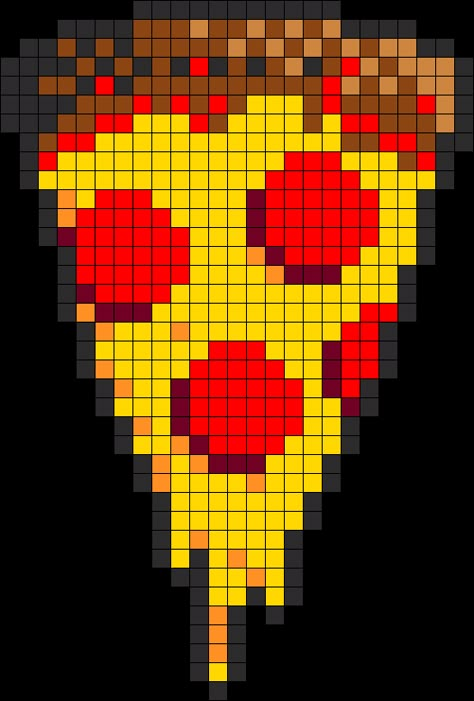 Pizza Perler Bead Pattern | Bead Sprites | Food Fuse Bead Patterns Pizza Cross Stitch Pattern, Pixel Art Food, Image Pixel Art, Modele Pixel Art, Kandi Cuffs, Fuse Bead Patterns, Pixel Art Templates, Pony Bead Patterns, Perler Bead Templates