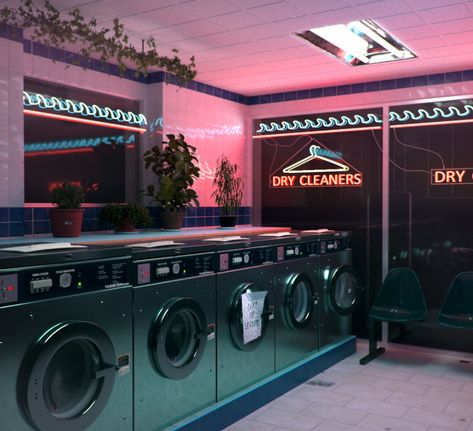 Laundromat Aesthetic, Aesthetic Laundry, Laundromat Business, Laundry Business, Coin Laundry, Laundry Mat, Laundry Shop, Laundry Design, Dry Cleaners