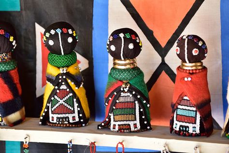 Crafts at Ndebele Village, Mpumalanga, South Africa | by South African Tourism                                                                                                                                                                                 More South Africa Culture, Ndebele Dolls, Africa Craft, South African Design, Crystal Springs, African Dolls, African Crafts, Dream Property, Home Decor Blog