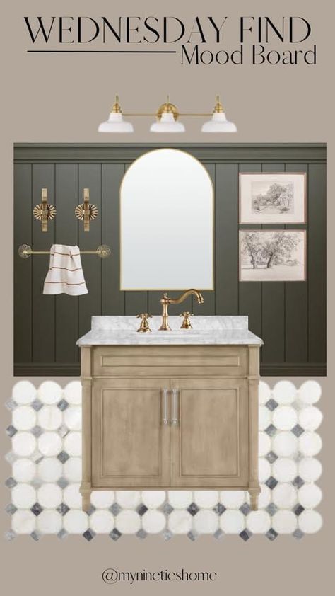 Guest Bathroom Ideas Traditional, Powder Room Ideas Neutral, Large Guest Bathroom Ideas, Fun Powder Bath, Urban Bronze Powder Room, Vintage Guest Bathroom Ideas, Wayne’s Coating Bathroom Ideas, Traditional Half Bath, Womens Bathroom Ideas